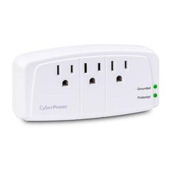 CyberPower Essential 3-Outlet Wall Tap Surge Protector (900 J, White) CSB300W