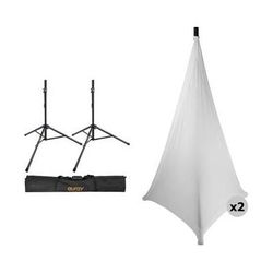 Auray Deluxe PA Speaker Kit with Two Speaker Stands, Two Stand Skirts & Bag (Whit SS-47A-PB