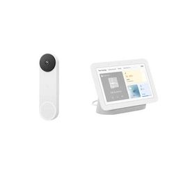 Google Video Doorbell (Battery, White) & Nest Hub (2nd Generation, Chalk) Kit GA01318-US