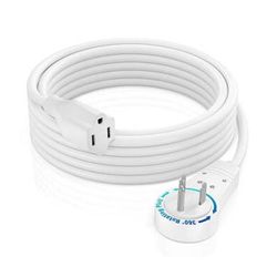 Maximm Cable 360° Rotating Flat Plug 16 AWG Extension Cord (10', White) ADW-360-3110-W