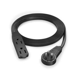 Maximm Cable Original Style 360° Rotating Flat Plug Extension Cord (6', Black) ADW-360-3306-B