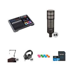 TASCAM Mixcast 4 Four-Person Podcast Value Kit with Limelight Mics, Boom Arms, and MIXCAST 4