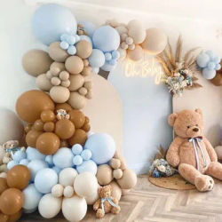 Guirlande Kit bleu nu café marron abricot Double peluche ballons en Latex pour ours en peluche bébé