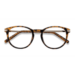 Female s round Brown/Tortoise Plastic, Metal Prescription eyeglasses - Eyebuydirect s Daphne