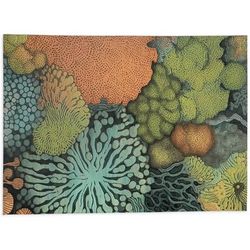 SENSU GREEN & ORANGE Kitchen Mat By Marina Gutierrez