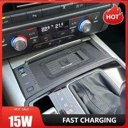 Car Wireless Charger For Audi A6 S6 RS6 A7 S7 RS7 C7 2011-2018 Fast Charing Plate Mobile Phone Holder Accessories Interior