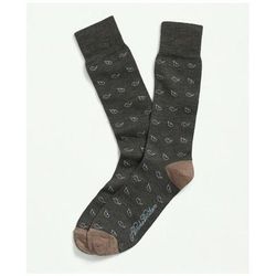 Brooks Brothers Men's Wool Blend Paisley Socks | Dark Green