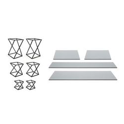 Front of the House BST012MUM28 10 Piece BÂ³ Buffet Building Blocks Riser Set - Smoke Glass/ Matte Black Iron, Multi-Colored