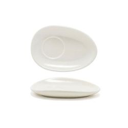 Front of the House DCS057BEP23 5" Oval Tides Saucer - Porcelain, Scallop, White