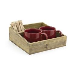 Front of the House RAH002NAW21 (3) Compartment Condiment Organizer - 8 1/4" x 3", Wood, Natural, Beige