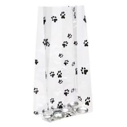 Small Paw Print Clear Gusset Bags Great for Pet Supply Stores or Dog Loving Retailers Bag Size: 3 1/2" x 2" x 7 1/2" 100 Bags