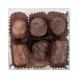 Half Dozen Truffle Size Chocolate Boxes with Inserts for 6 Candies Chocolates & Truffles Size: 4 1/4" x 1 5/8" x 4 1/4" 100 Sets