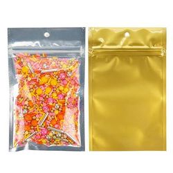 Gold Back Silver Face & Clear Front Smell Proof Food Safe Hanging Barrier Bags Great for Herbs Bag Size: 3 5/8" x 5" 100 Bags