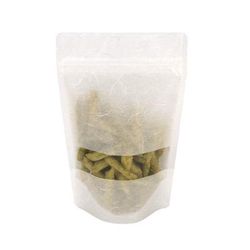 Medium White Rice Paper Stand Up Gusseted Pouch Bags - 4 oz. - Heat Seal Food Safe Size: 5 1/8" x 3 1/8" x 8 1/8" 100 Bags Pouches