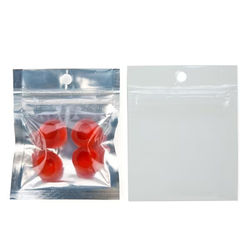 White Backed Metallized Hanging Zipper Barrier Bags 2" x 2" 100 pack