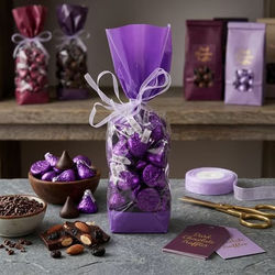 Small Tall Purple and Clear Gusset Bags - Great for Gum Balls Butter Mints or Candy Wafers Bag Size: 2" x 1 7/8" x 9 1/2" 100 Bags