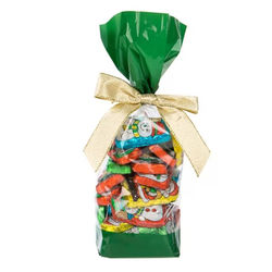 Green Solid Bands Printed Cello Gusset Bags 2 5/8" x 1 7/8" x 10 3/4" 100 pack