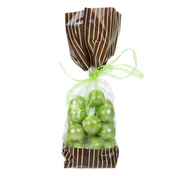Medium Tall Brown & Cream Striped Clear Gusset Bags - Great for Toffee Peanut Brittle Bag Size: 2 5/8" x 1 7/8" x 10 3/4" 100 Bags