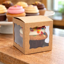 Kraft 3 Sided Window Box 3" x 3" x 3" 25 pack