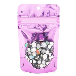 XS Food Safe Resealable Pouch Bags - Clear Front with Hot Cloud Pink Back - Holds 1 oz. Size: 3 1/8" x 2" x 5 1/8" 100 Bags Pouches