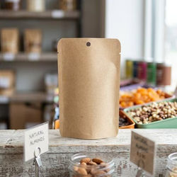 Kraft Eco Stand Up Pouch without Zipper 4" x 2 3/8" x 6" 100 pack