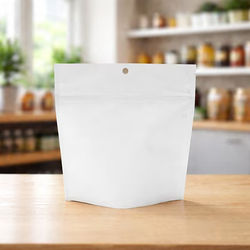 Matte White Child Resistant Pouch Bags 6" x 2 1/2" x 6" 100 pack