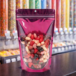 Bright Fuchsia Stand Up Pouch with Hang Hole 5 7/8" x 3 1/2" x 9 1/8" 100 pack