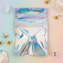 Holographic Hanging Zipper Barrier Bags 2" x 2" 25 pack