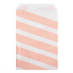 White Paper with Pink Stripes Treat Bags 100 Pack 5" x 8"
