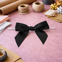 Black Pre-tied Bow 3 1/2" 25 pack