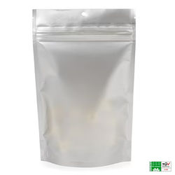 Matte Silver Eco Compostable Child Resistant Stand Up Pouches| 5 7/8" x 2 1/2" x 9 1/8" 100 Pack CRPE7MS