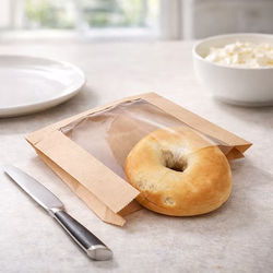 Kraft Bread Bag with Window 6 1/4" x 1 1/8" x 6 1/2"| 100 Pack