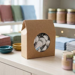 Kraft Shaped Favor Box with Circle Window 3 1/2? x 1 1/2? x 4? 25 Pack |FS340