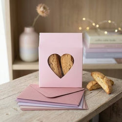 Pink Shaped Favor Box with Heart Window 4 1/8? x 1 3/4? x 5 1/4? 25 Pack |FS350