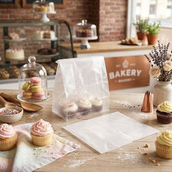 Frosted Cupcake Bag Set for 6 Minis w/ Paper Bottom 7" x 4" x 9" 100 pack