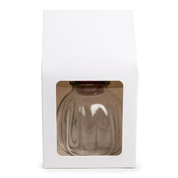 White Tapered Tote Box with Window (Stickers Included) 3 1/2" x 3 1/2" x 6 1/2" 25 pack