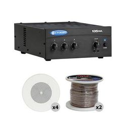 Crown Audio 135MA Commercial Mixer/Amplifier and 4-Speaker 1-Zone Sound System Kit 135MA