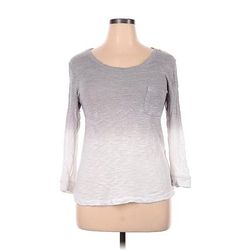 Z by Zobha 3/4 Sleeve Top Gray Ombre Scoop Neck Tops - Women's Size X-Large