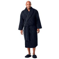 Men's Big & Tall Sherpa robe by KingSize in Black (Size 4XL/5XL)