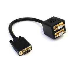 StarTech Male VGA to Dual Female VGA Video Splitter Cable (1', Black) VGASPL1VV