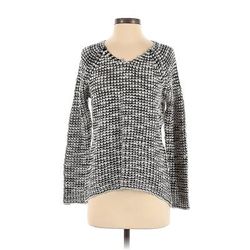 RD Style Pullover Sweater: Black Grid Tops - Women's Size Small