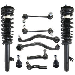 2009 Ford Fusion 10-Piece Kit Front, Driver and Passenger Side, Lower, Rearward Control Arm with Ball Joints, Shock Absorber and Strut Assembly, Sway Bar Links, and Tie Rod Ends, All Wheel Drive/Front Wheel Drive