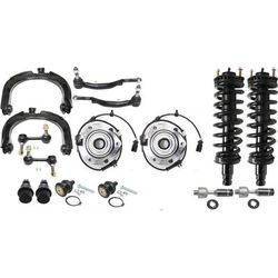 2002 GMC Envoy 16-Piece Kit Front, Driver and Passenger Side, Upper Control Arm with Ball Joints, Shock Absorber and Strut Assembly, Sway Bar Links, Tie Rod Ends, and Wheel Hubs, 16 mm Rod End Thread