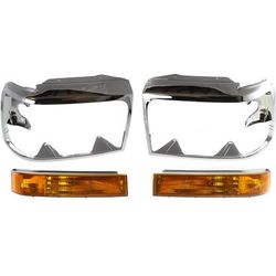 1995 Ford F-Super Duty 4-Piece Kit Driver and Passenger Side Headlight Door, includes Turn Signal Lights