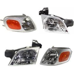 2000 Pontiac Montana 4-Piece Kit Driver and Passenger Side Headlights with Corner Lights, with Bulbs, Halogen