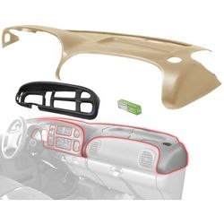 2002 Dodge Ram 2500 Dash Cover Kit with Instrument Panel Cover, Tan, Fits Models With 3.0in. Deep Top Lip, Dash Cover Overlay