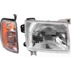 1998 Nissan Frontier 2-Piece Kit Passenger Side Headlight with Corner Light, with Bulb, Halogen