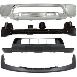 2005 Nissan Frontier 4-Piece Kit Front Bumper, Chrome, For Models Without Off Road Package, includes Bumper Retainer, Bumper Trim, and Valance