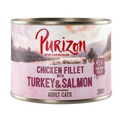 6x200g Chicken, Turkey, Salmon Adult Purizon Wet Cat Food
