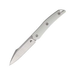 CMB Made Knives Kisame Fixed Blade Knife 7.5in Overall 3.5in Satin 14C28N Sandvik Blade White G10 Handle Leather Sheath CMB-FB01A